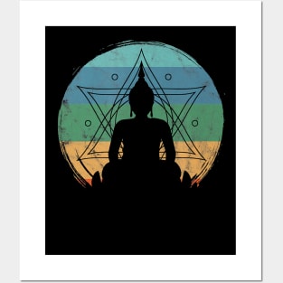 Retro Buddha Buddhist Yoga Spiritual Meditation Zen Posters and Art